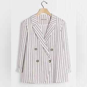 Anthropologie x DOLAN Anna Striped Double Breasted Linen Cotton Blazer NWT Sz S